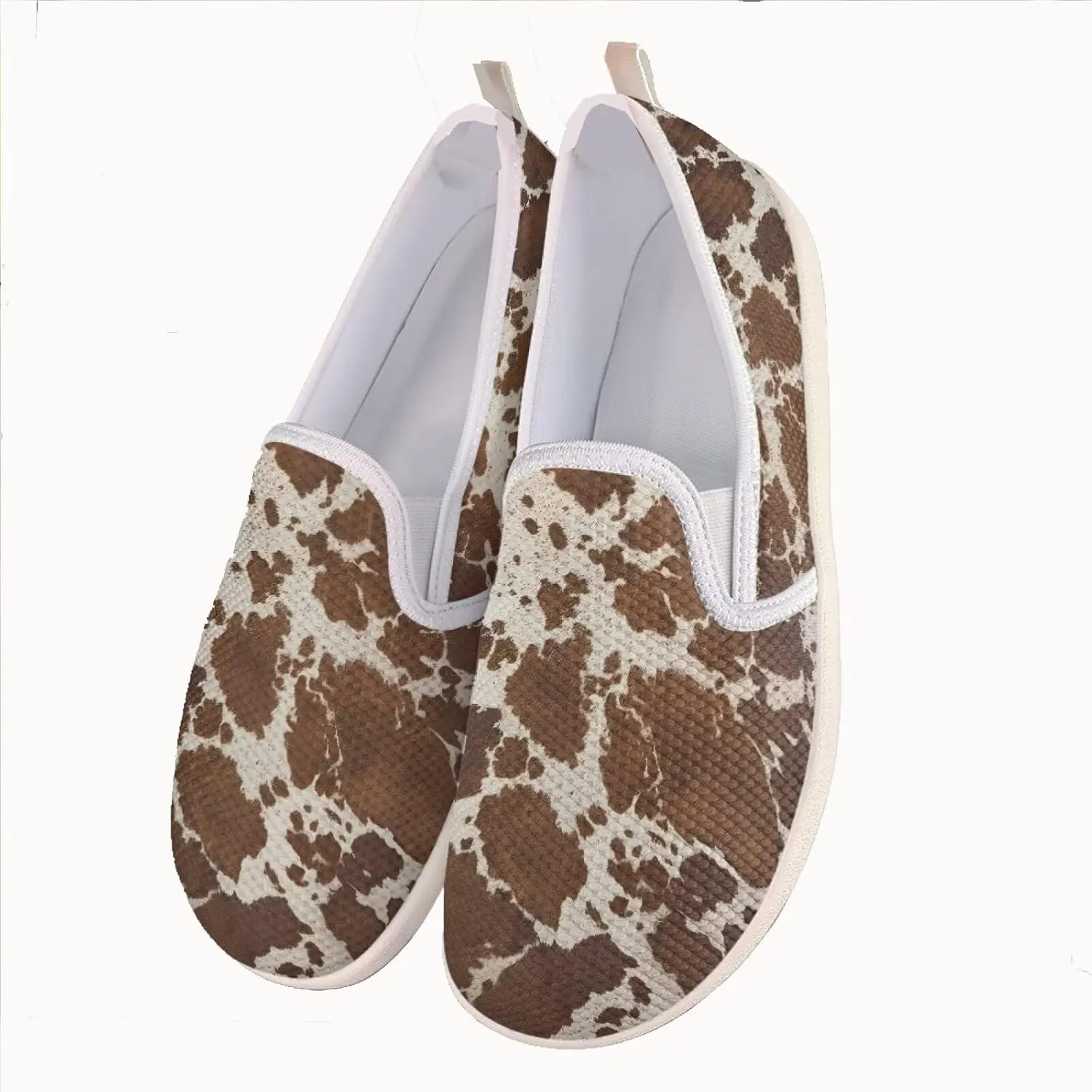 JoyLamoria Women's Ladybug and Daisy Rainbow Print Flats Shoes Leisure Shoes Slip On Work Shoes Comfort Walking Shoes for Travel