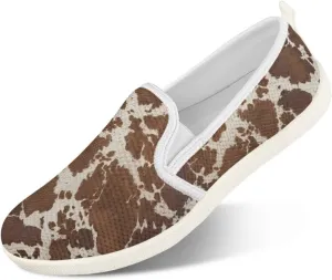 JoyLamoria Women's Ladybug and Daisy Rainbow Print Flats Shoes Leisure Shoes Slip On Work Shoes Comfort Walking Shoes for Travel