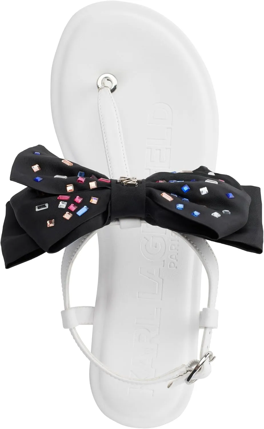 Karl Lagerfeld Paris Women's Cushioned Insole Everyday Cristi Bow-Flat Womes's Sandals Slide