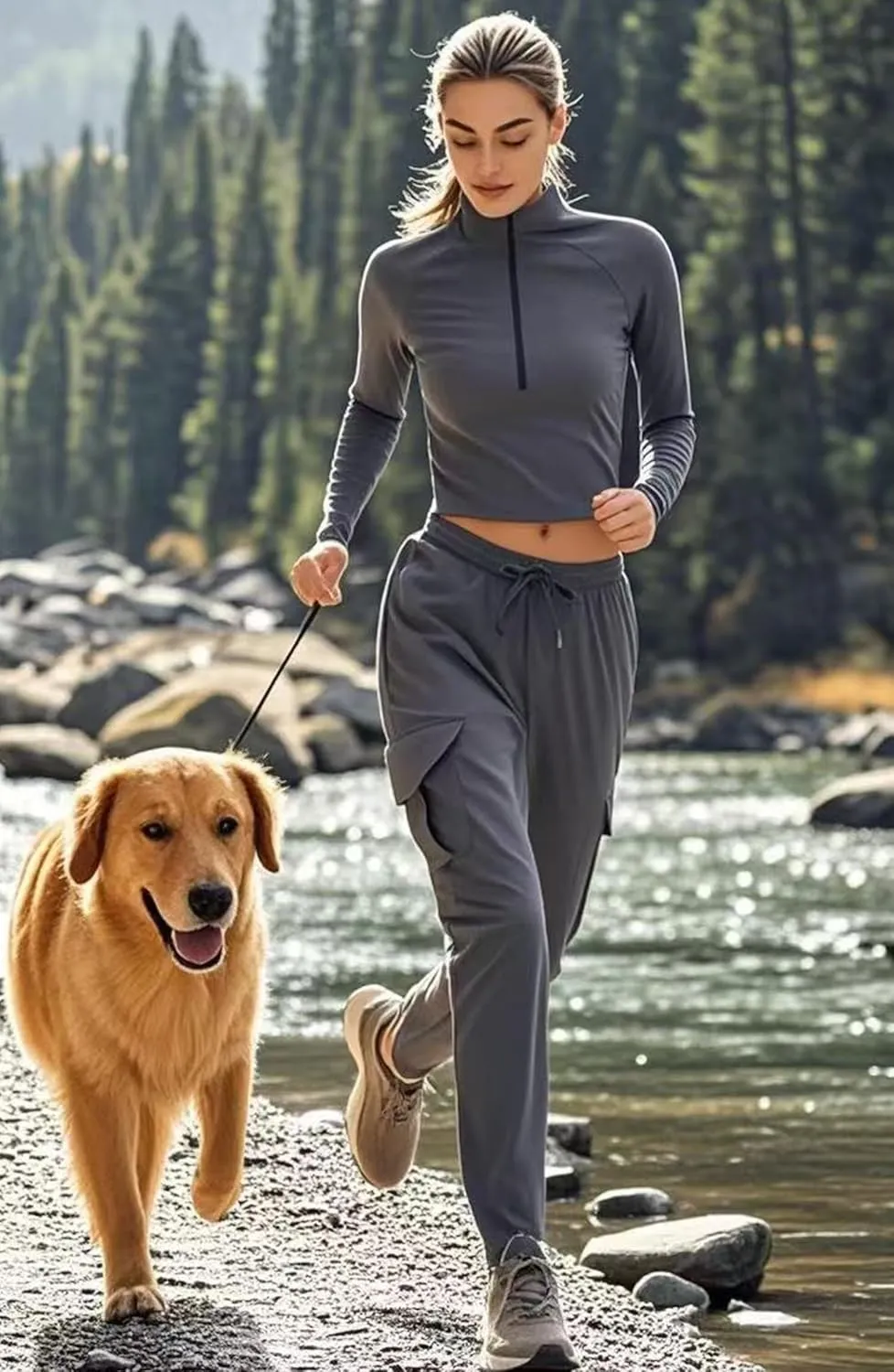 Kcutteyg Womens Water Resistant Hiking Pants with Pockets Quick Dry Soft Athletic Workout Joggers Pants for Camping Travel