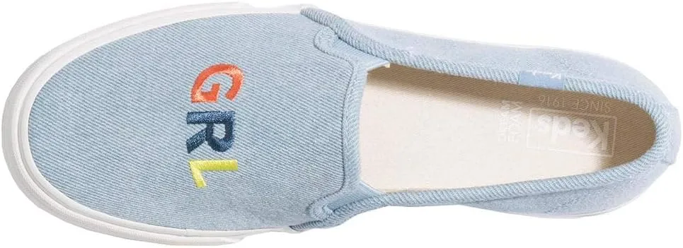 Keds Women's Double Decker Embroidery Sneaker, Light Blue
