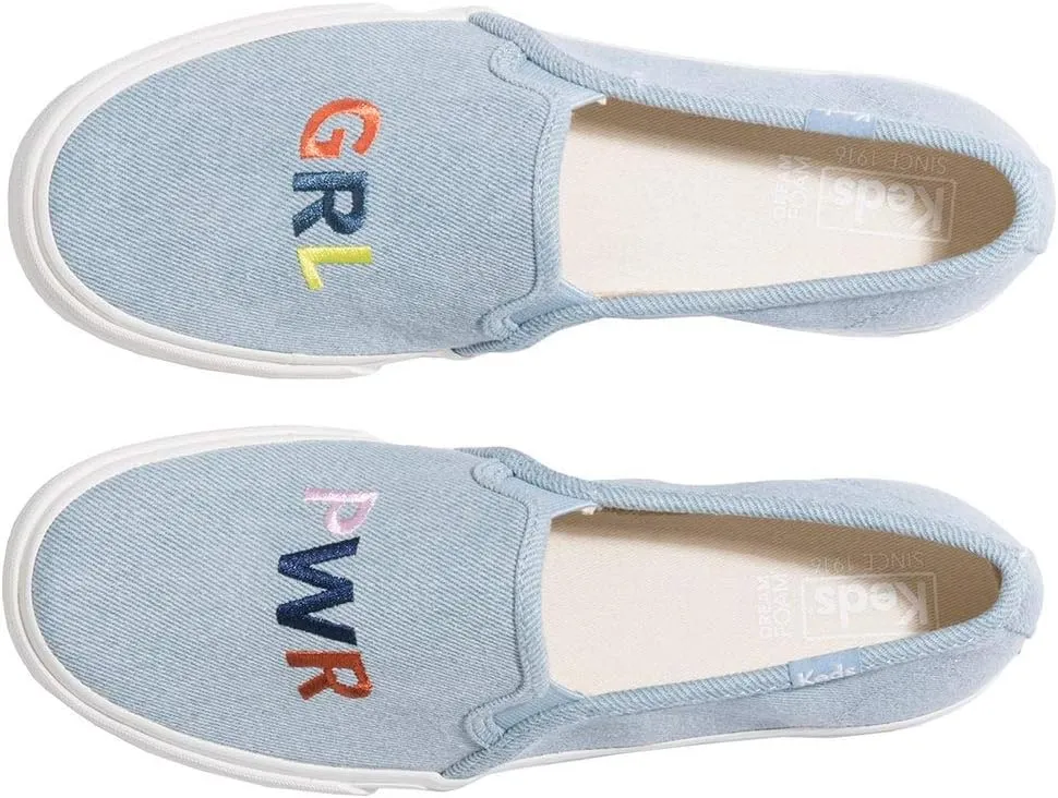 Keds Women's Double Decker Embroidery Sneaker, Light Blue