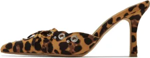 keleimusi Mid Heel Slip On Suede Pumps Studded Bow Heeled Mules Sandals Pointed Toe Shoes for Women