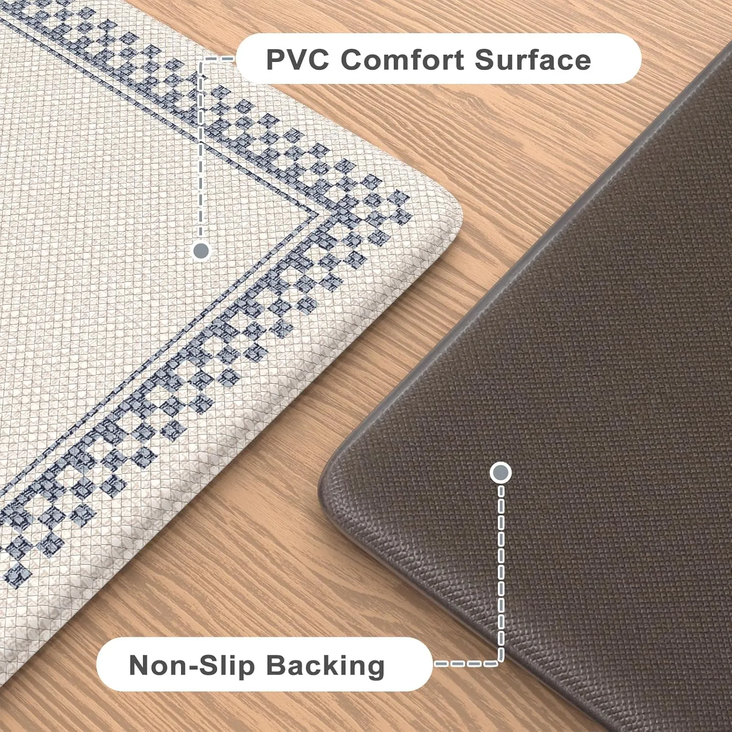 Kitchen Mats Cushioned Anti Fatigue, Waterproof Non Slip Kitchen Mat [2PCS], Memory Foam Kitchen Floor Mats, Ergonomic Comfort Kitchen Mats for Floor Office Laundry,Beige