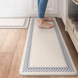 Kitchen Mats Cushioned Anti Fatigue, Waterproof Non Slip Kitchen Mat [2PCS], Memory Foam Kitchen Floor Mats, Ergonomic Comfort Kitchen Mats for Floor Office Laundry,Beige
