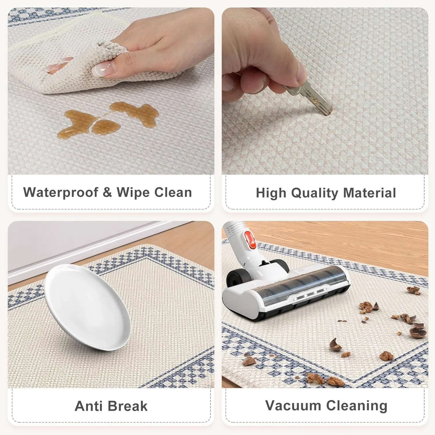 Kitchen Mats Cushioned Anti Fatigue, Waterproof Non Slip Kitchen Mat [2PCS], Memory Foam Kitchen Floor Mats, Ergonomic Comfort Kitchen Mats for Floor Office Laundry,Beige