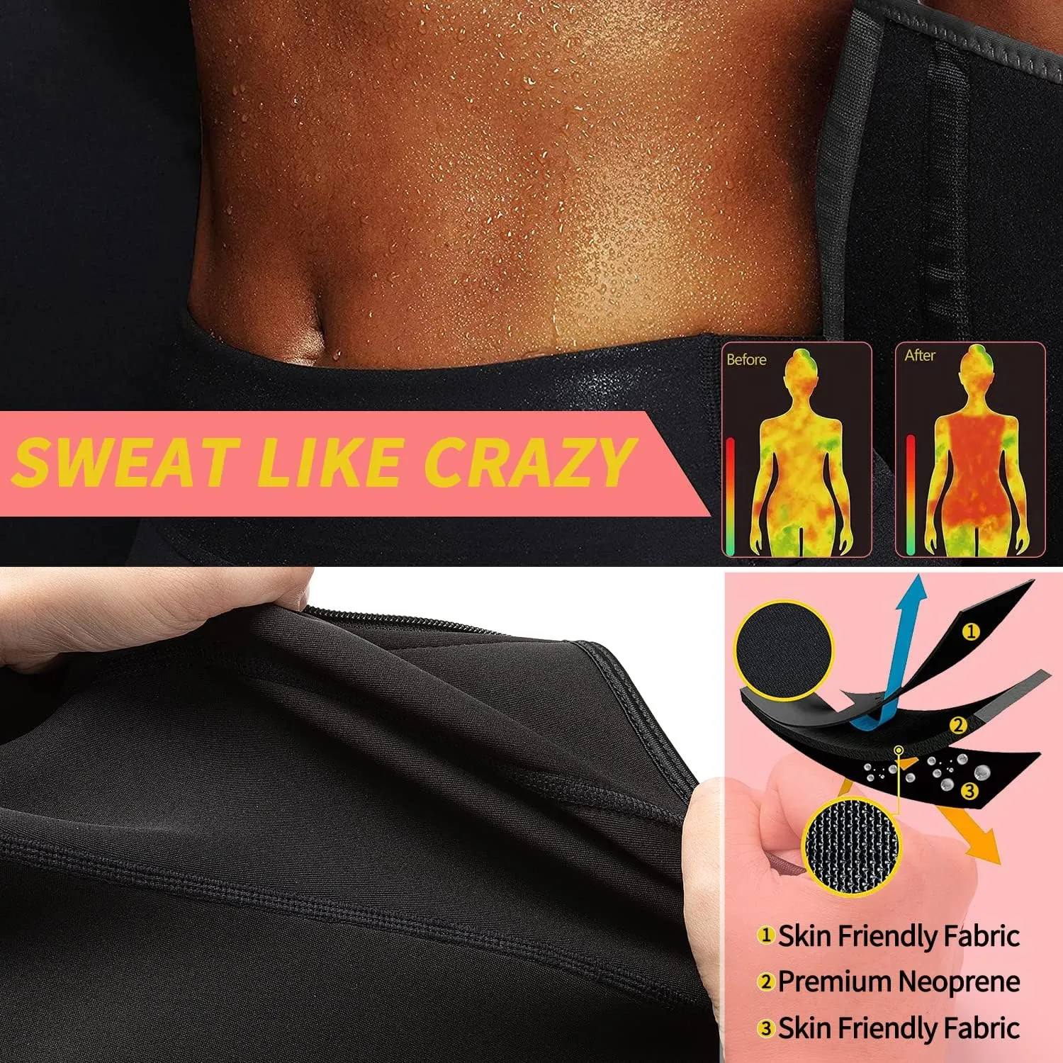 KIWI RATA Neoprene Sauna Waist Trainer Corset Sweat Belt for Women Compression Cincher Band Workout Fitness Back Support