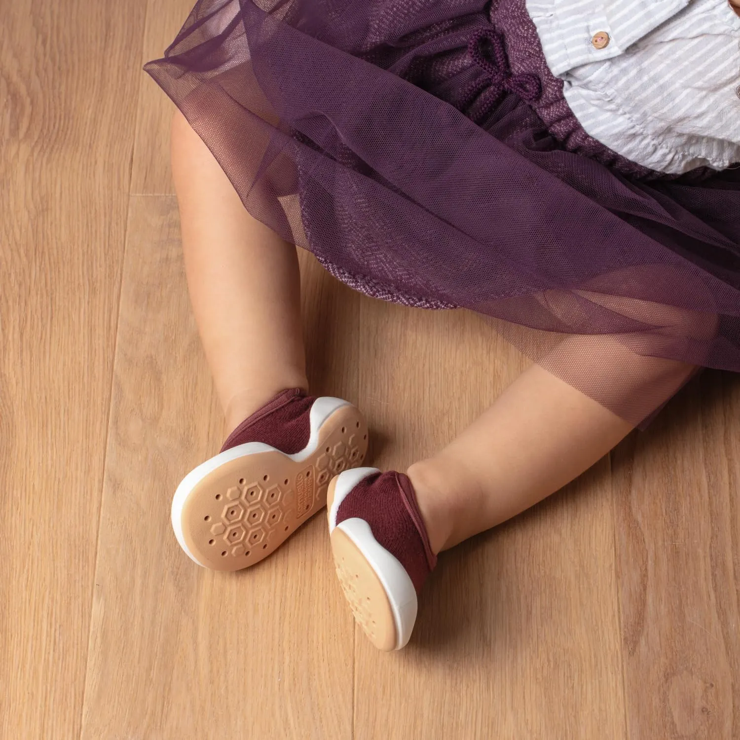 Komuello Flat Toddler Shoes, Breathable, Washable, Non-Slip, Secure Fit, Cotton Socks with Air Pocket Cushion for Indoor and Outdoor Use, Unisex Toddler Shoes for Girls