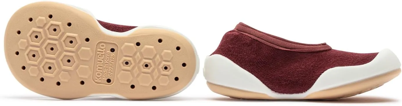 Komuello Flat Toddler Shoes, Breathable, Washable, Non-Slip, Secure Fit, Cotton Socks with Air Pocket Cushion for Indoor and Outdoor Use, Unisex Toddler Shoes for Girls