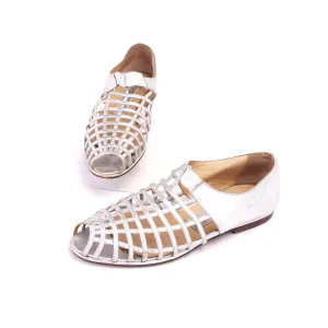 Late 80s Caged Silver Nello Nembro Flat Sandals UK 3