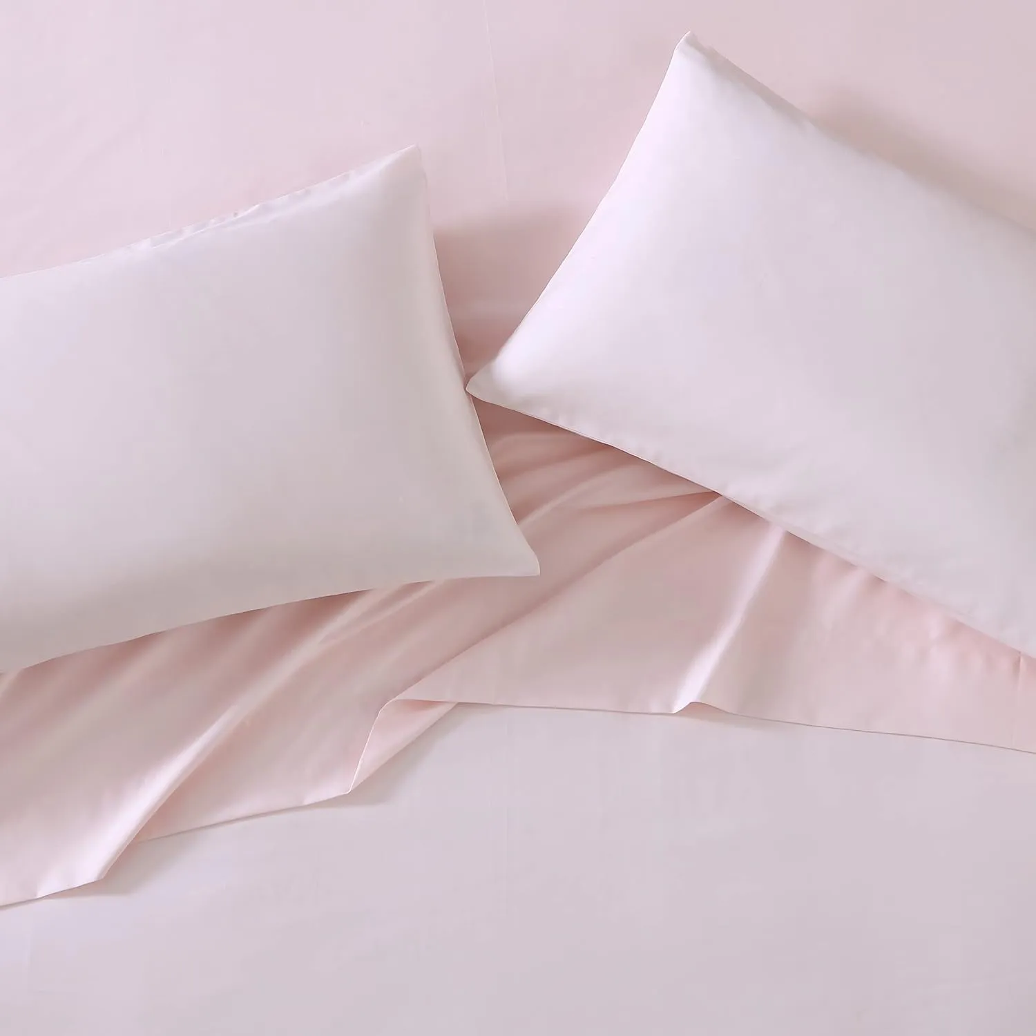 Laura Ashley- Queen Sheet Set, Luxury Sateen Cotton Bedding, 800 Thread Count, Soft & Smooth Home Decor (Solid Pink, Queen)
