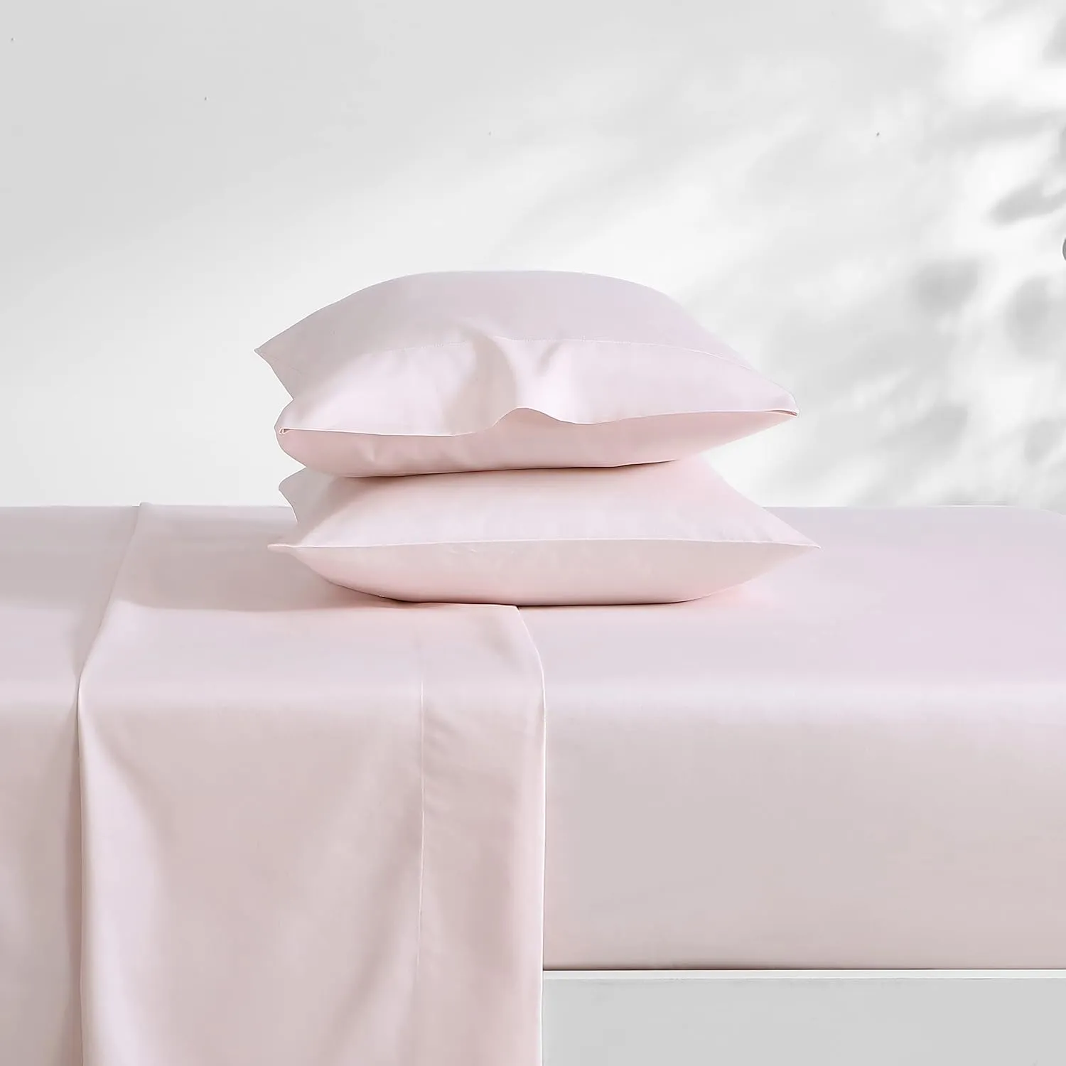 Laura Ashley- Queen Sheet Set, Luxury Sateen Cotton Bedding, 800 Thread Count, Soft & Smooth Home Decor (Solid Pink, Queen)