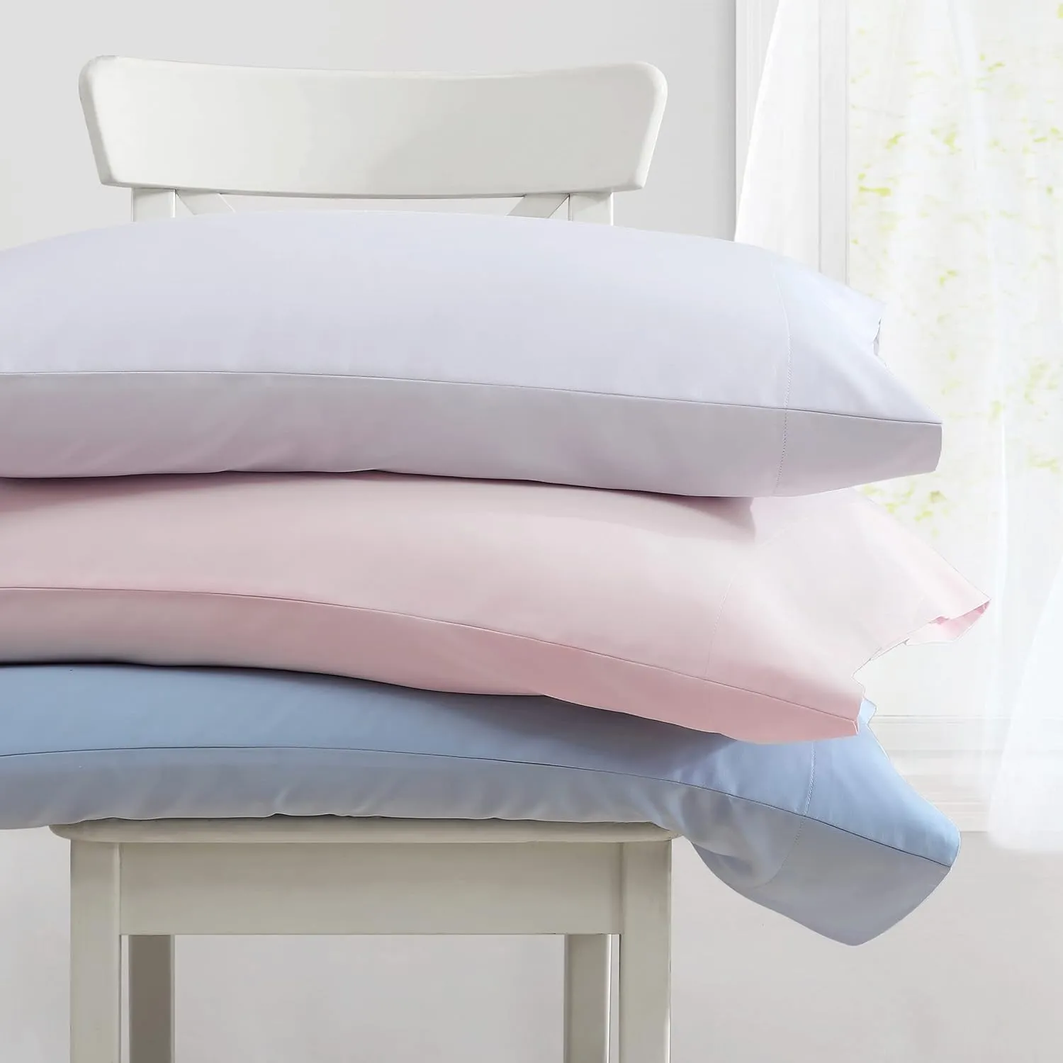 Laura Ashley- Queen Sheet Set, Luxury Sateen Cotton Bedding, 800 Thread Count, Soft & Smooth Home Decor (Solid Pink, Queen)