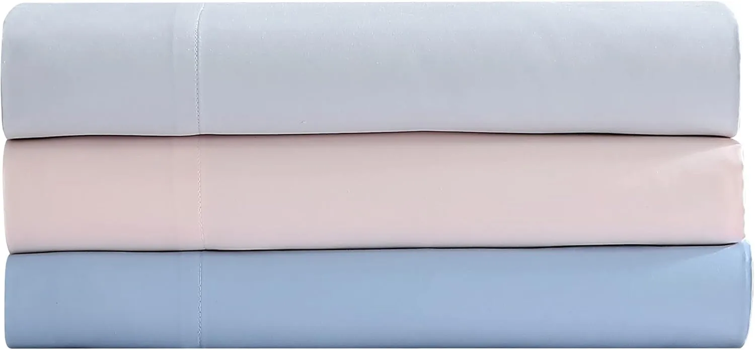 Laura Ashley- Queen Sheet Set, Luxury Sateen Cotton Bedding, 800 Thread Count, Soft & Smooth Home Decor (Solid Pink, Queen)