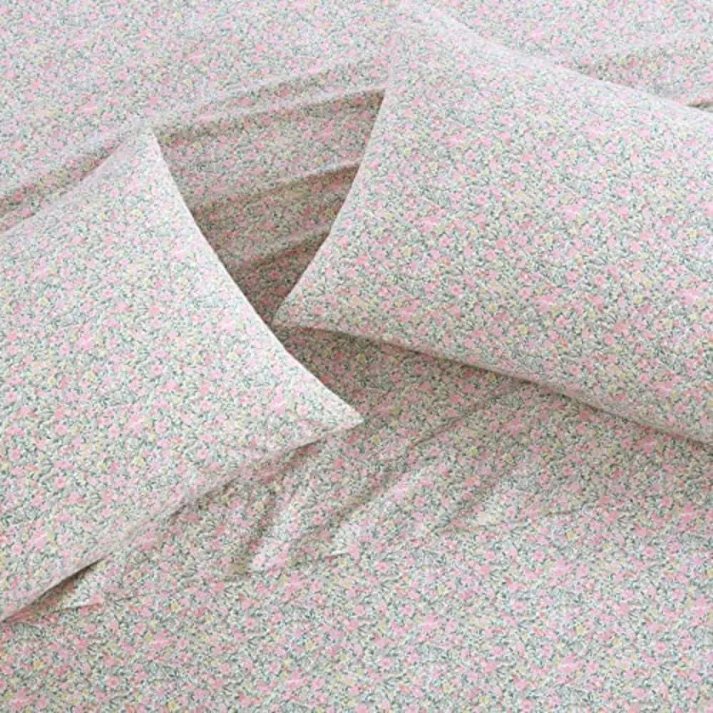 Laura Ashley - Twin XL Bed Sheets, Cotton Percale Bedding Set, Lightweight & Breathable, Dorm Essentials (Lovestone Pink)