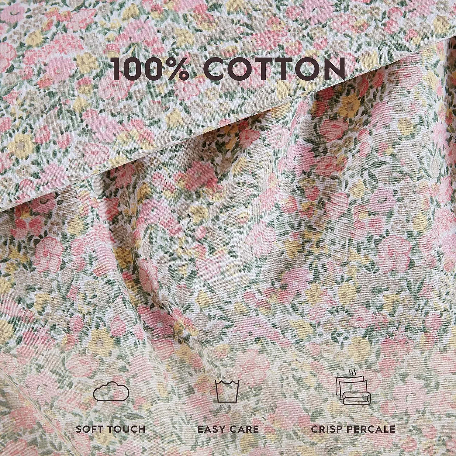Laura Ashley - Twin XL Bed Sheets, Cotton Percale Bedding Set, Lightweight & Breathable, Dorm Essentials (Lovestone Pink)
