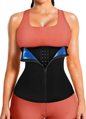 LEINIDINA Womens Waist Trainer Corset with Zipper Sweat Waist Trimmer for Women Workout Belt Corset Shapewear