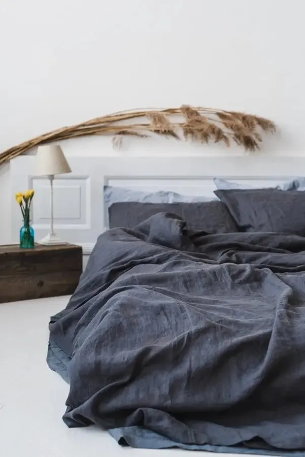 Linen Fitted Sheet Graphite Gray