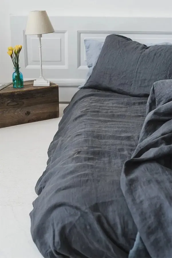 Linen Fitted Sheet Graphite Gray
