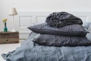 Linen Fitted Sheet Graphite Gray