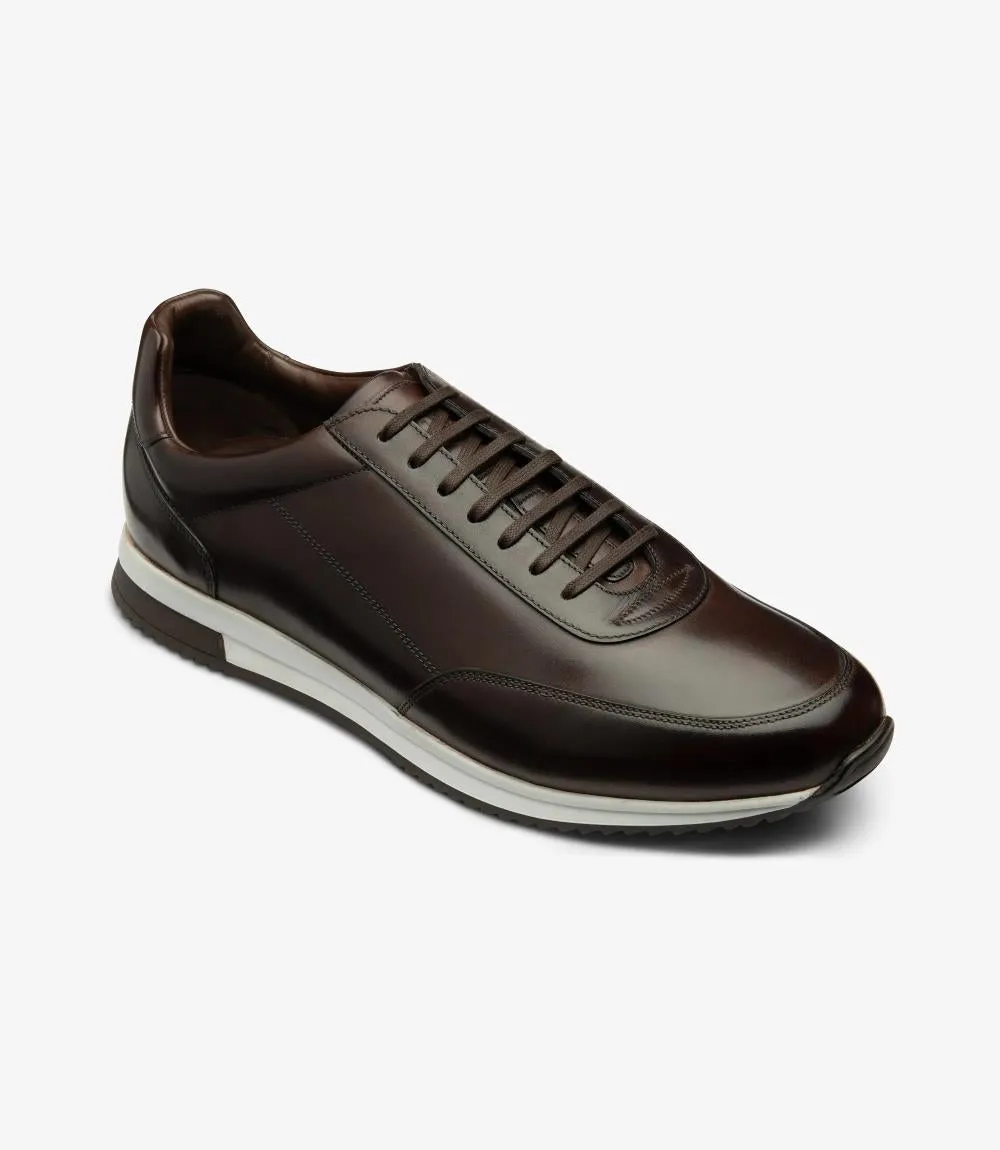 LOAKE BANNISTER DARK BROWN LEATHER TRAINER RUBBER SOLE F-MEDIUM