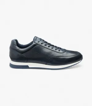 LOAKE BANNISTER NAVY LEATHER TRAINER RUBBER SOLE F-MEDIUM