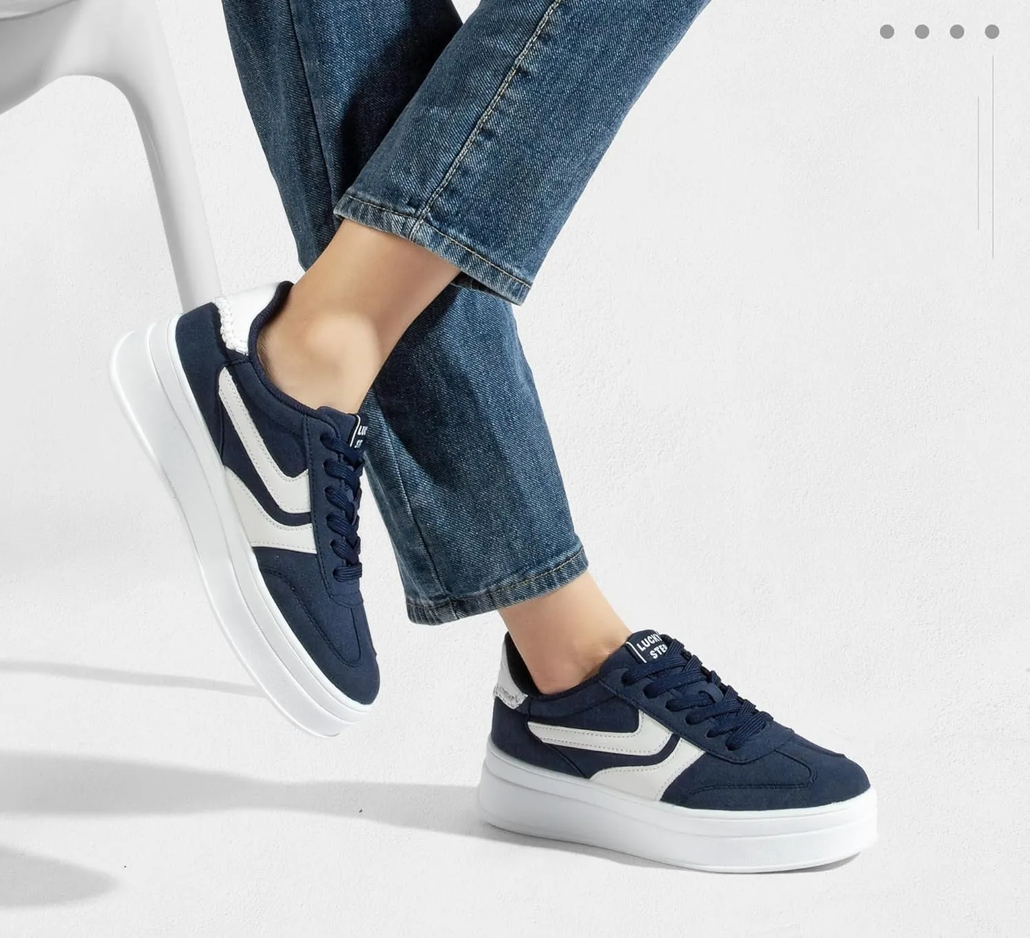 LUCKY STEP Platform Sneakers for Women Fashion Retro Thick Rubber Gum Sole Comfortable Tennis Skate Trainer Classic Walking Shoes Casual Streetwear