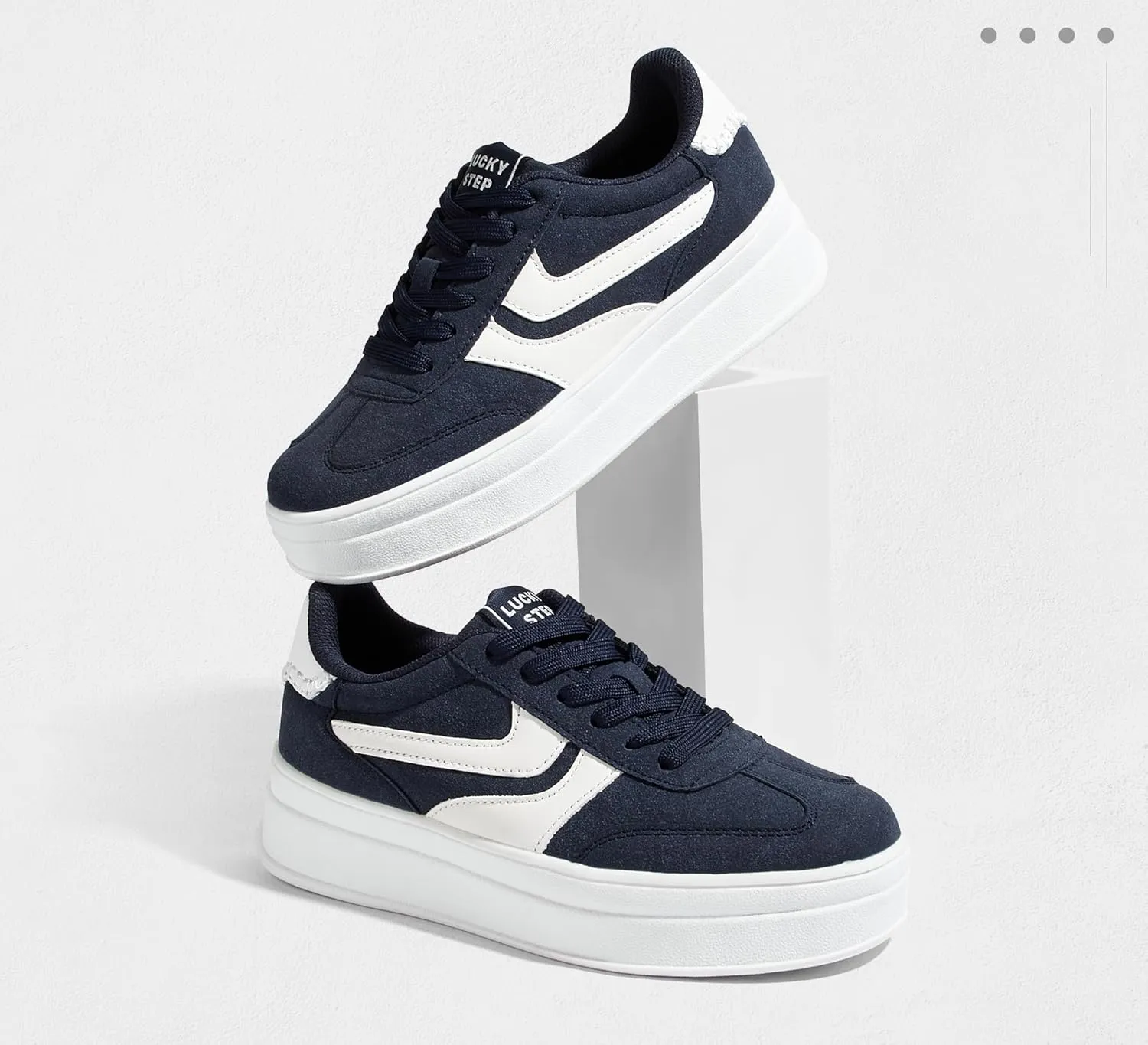 LUCKY STEP Platform Sneakers for Women Fashion Retro Thick Rubber Gum Sole Comfortable Tennis Skate Trainer Classic Walking Shoes Casual Streetwear