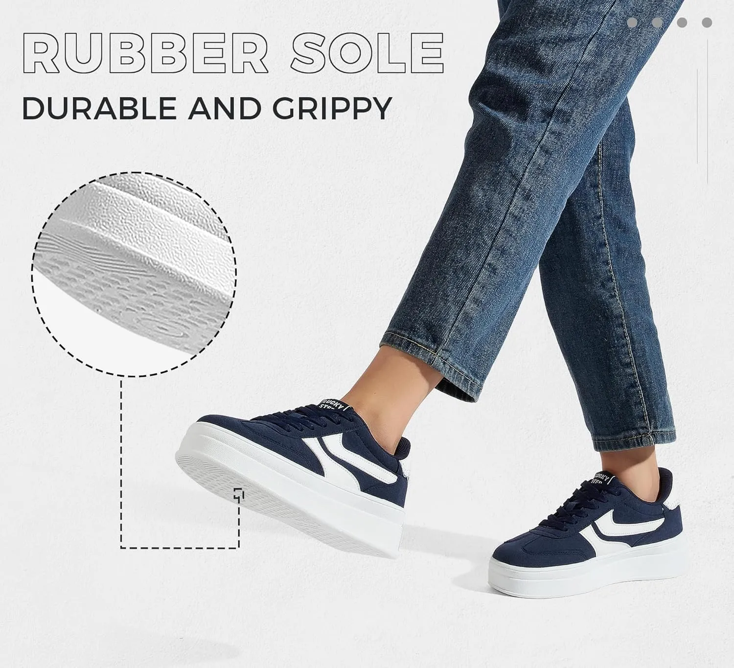 LUCKY STEP Platform Sneakers for Women Fashion Retro Thick Rubber Gum Sole Comfortable Tennis Skate Trainer Classic Walking Shoes Casual Streetwear