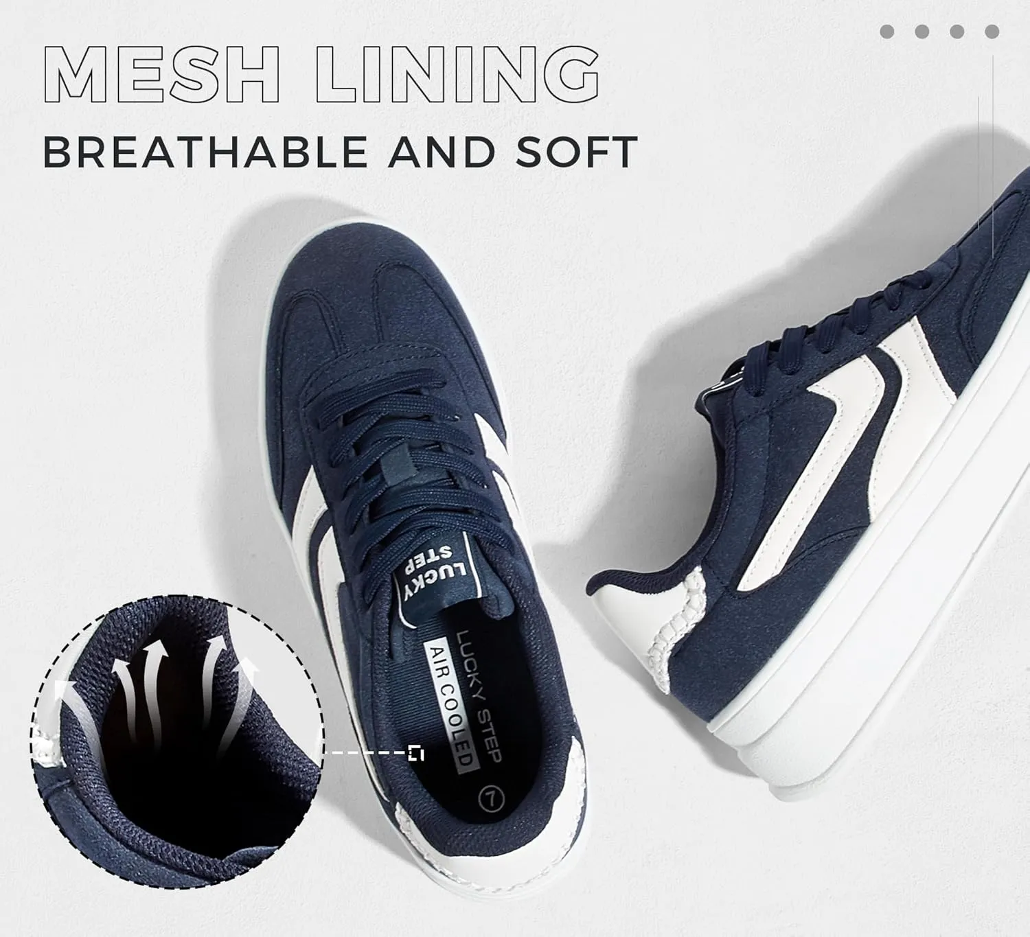 LUCKY STEP Platform Sneakers for Women Fashion Retro Thick Rubber Gum Sole Comfortable Tennis Skate Trainer Classic Walking Shoes Casual Streetwear