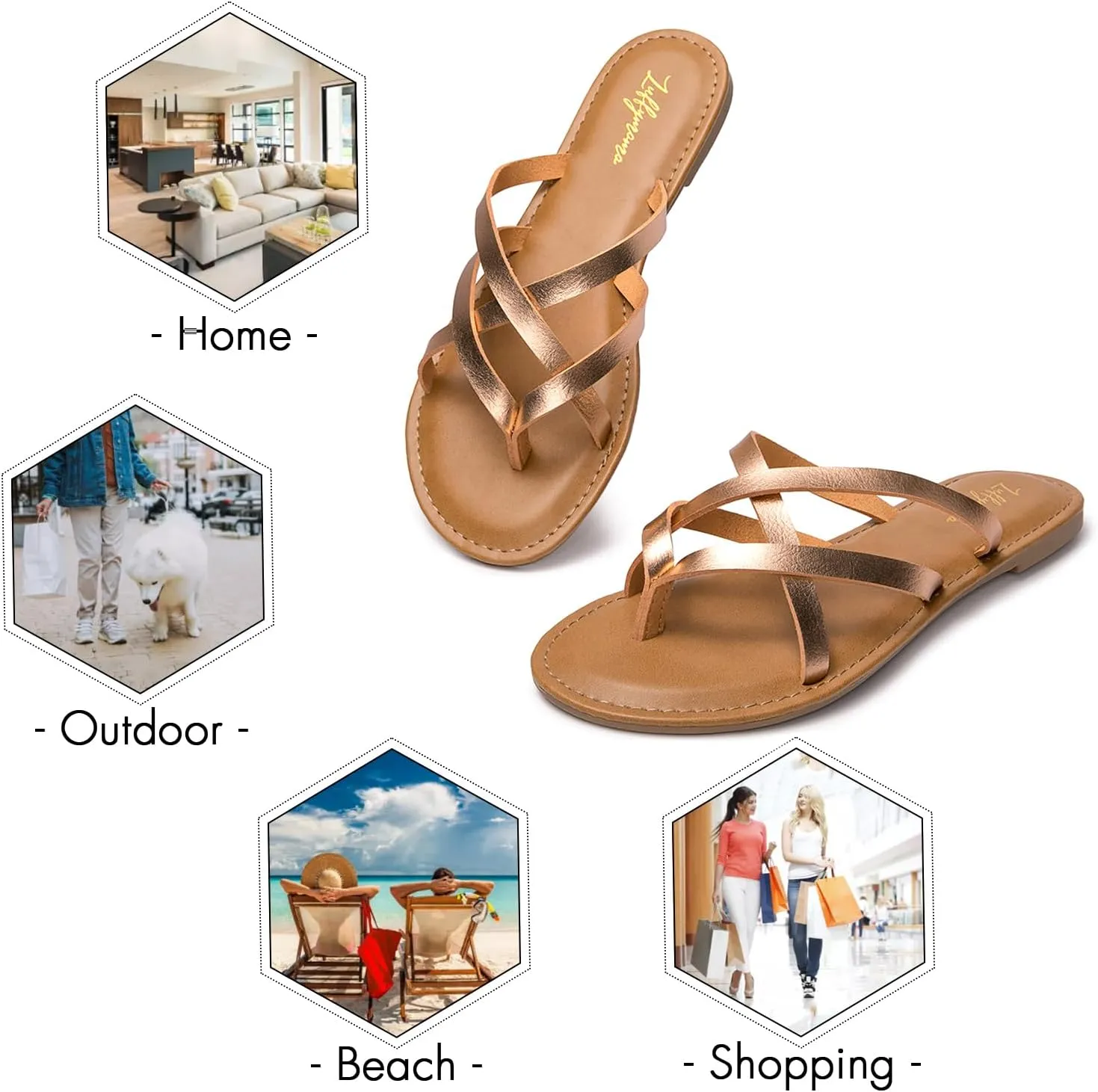 Luffymomo Women's Elastic Strap Flat Sandals Casual Summer Open Toe Sandal
