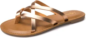 Luffymomo Women's Elastic Strap Flat Sandals Casual Summer Open Toe Sandal