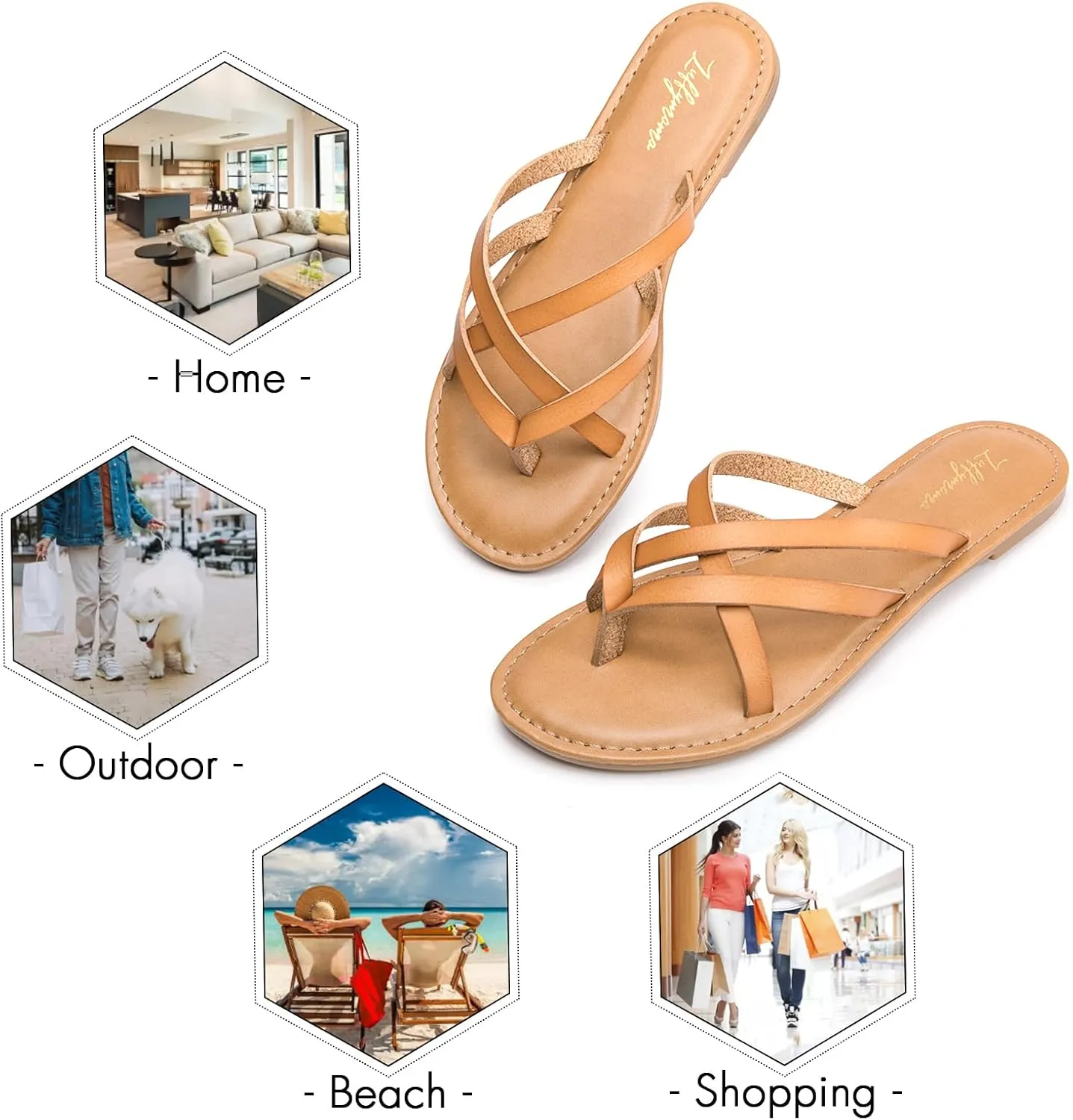 Luffymomo Women's Elastic Strap Flat Sandals Casual Summer Open Toe Sandal