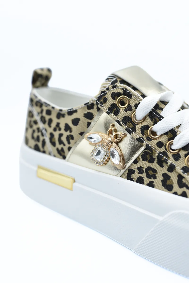 Luxe Bee Decorative Lace Up Platform Trainers