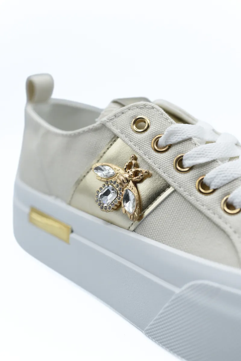Luxe Bee Decorative Lace Up Platform Trainers