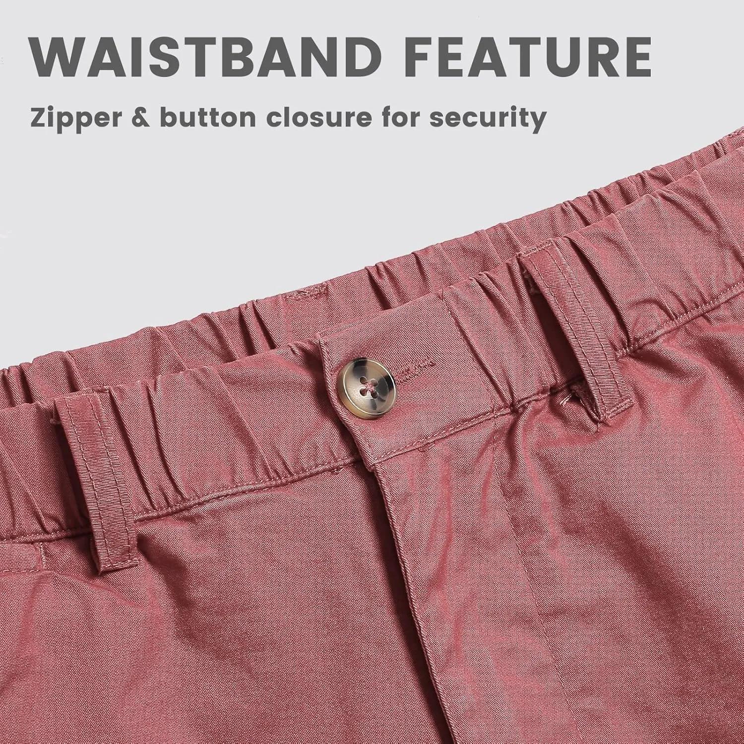maamgic Men's Classic-fit 7" Cotton Casual Shorts Elastic Waistband with Multi-Pocket Daily Wear Walking Summer Outfit
