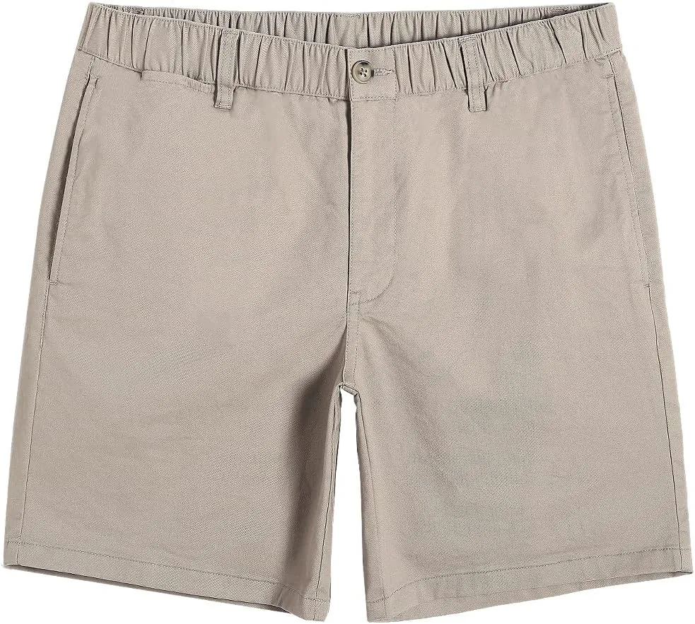 maamgic Men's Classic-fit 7" Cotton Casual Shorts Elastic Waistband with Multi-Pocket Daily Wear Walking Summer Outfit