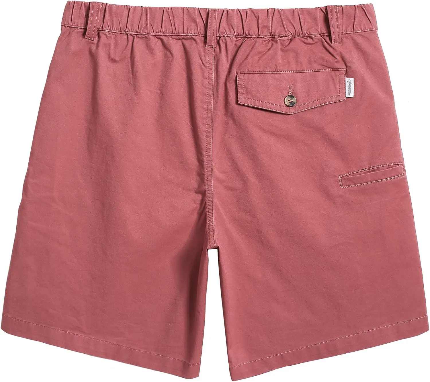 maamgic Men's Classic-fit 7" Cotton Casual Shorts Elastic Waistband with Multi-Pocket Daily Wear Walking Summer Outfit