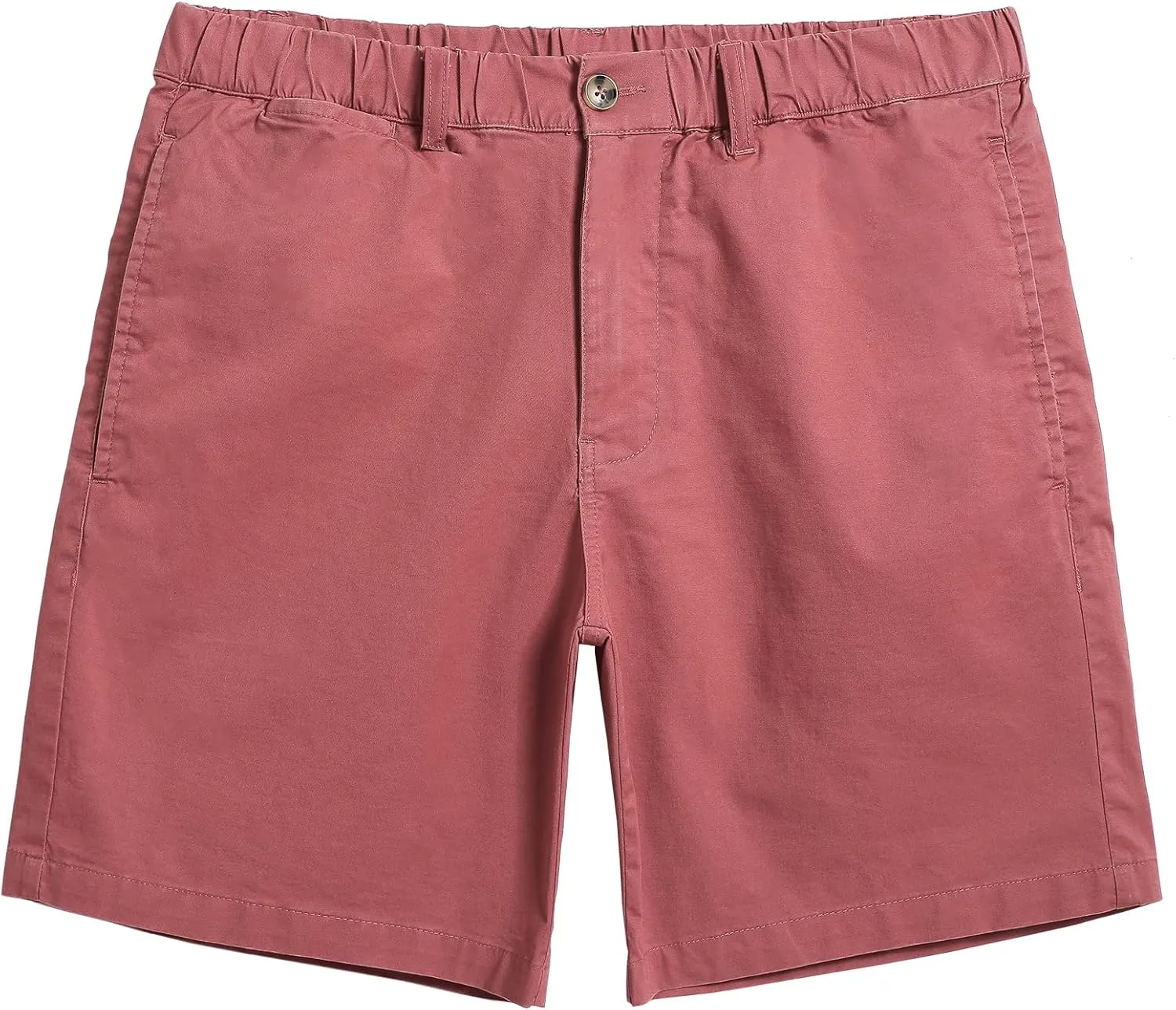 maamgic Men's Classic-fit 7" Cotton Casual Shorts Elastic Waistband with Multi-Pocket Daily Wear Walking Summer Outfit