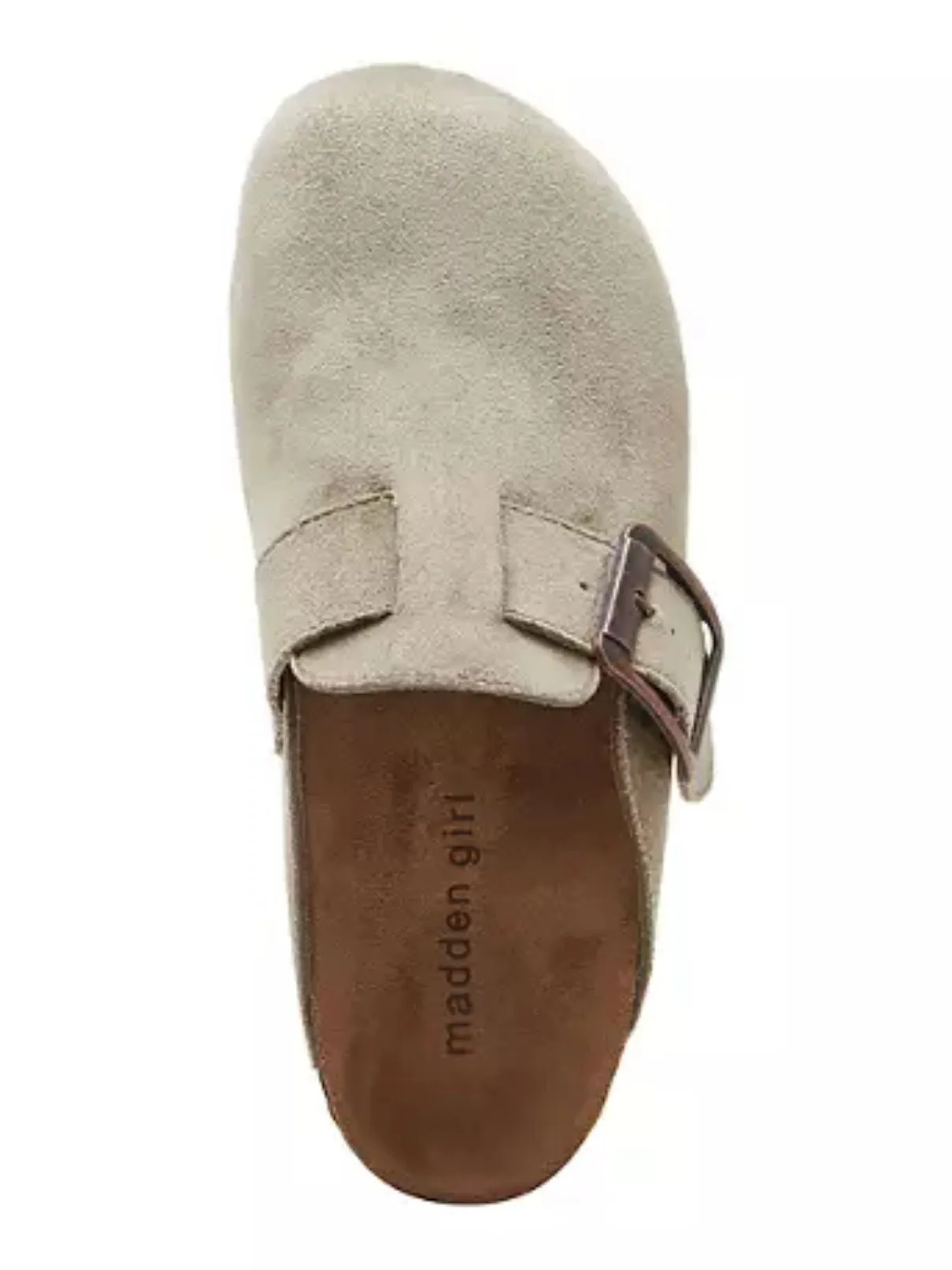 Madden Girl Prim Mule in Taupe Suede