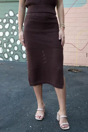 Madelyn Knit Side Slit Skirt, Sepia