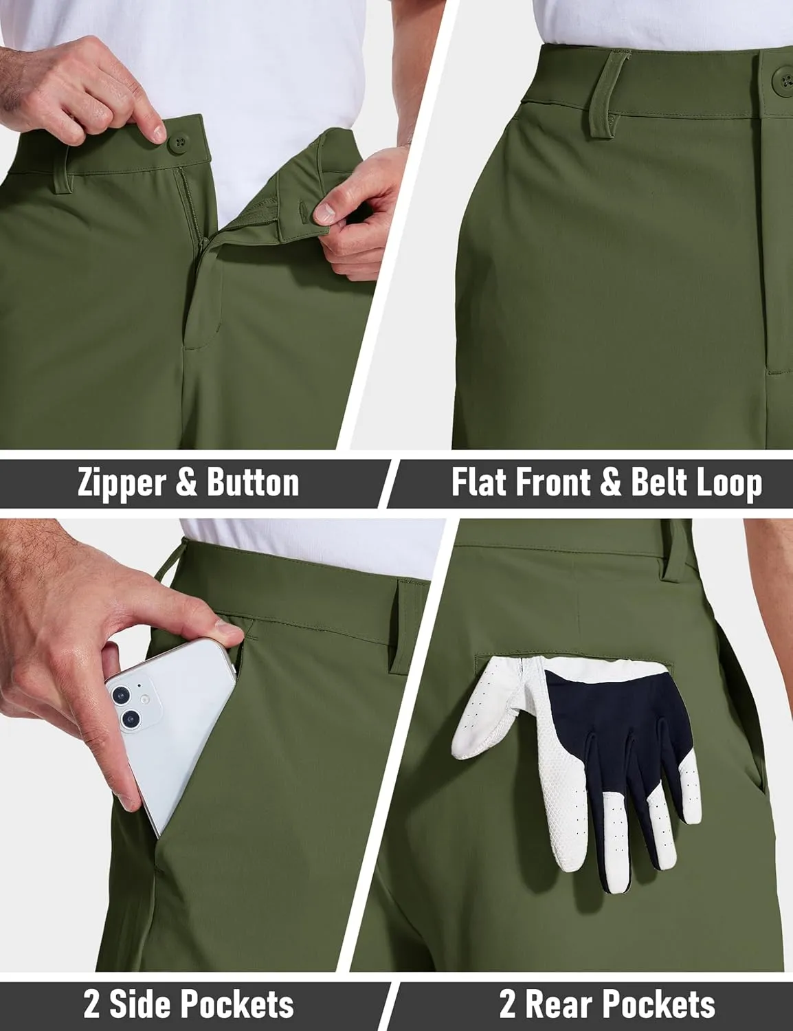 MAGCOMSEN Men's Golf Shorts 9 Inch Inseam Quick Dry Casual Shorts Stretch Hiking Dress Work Shorts with 4 Pockets Flat Front