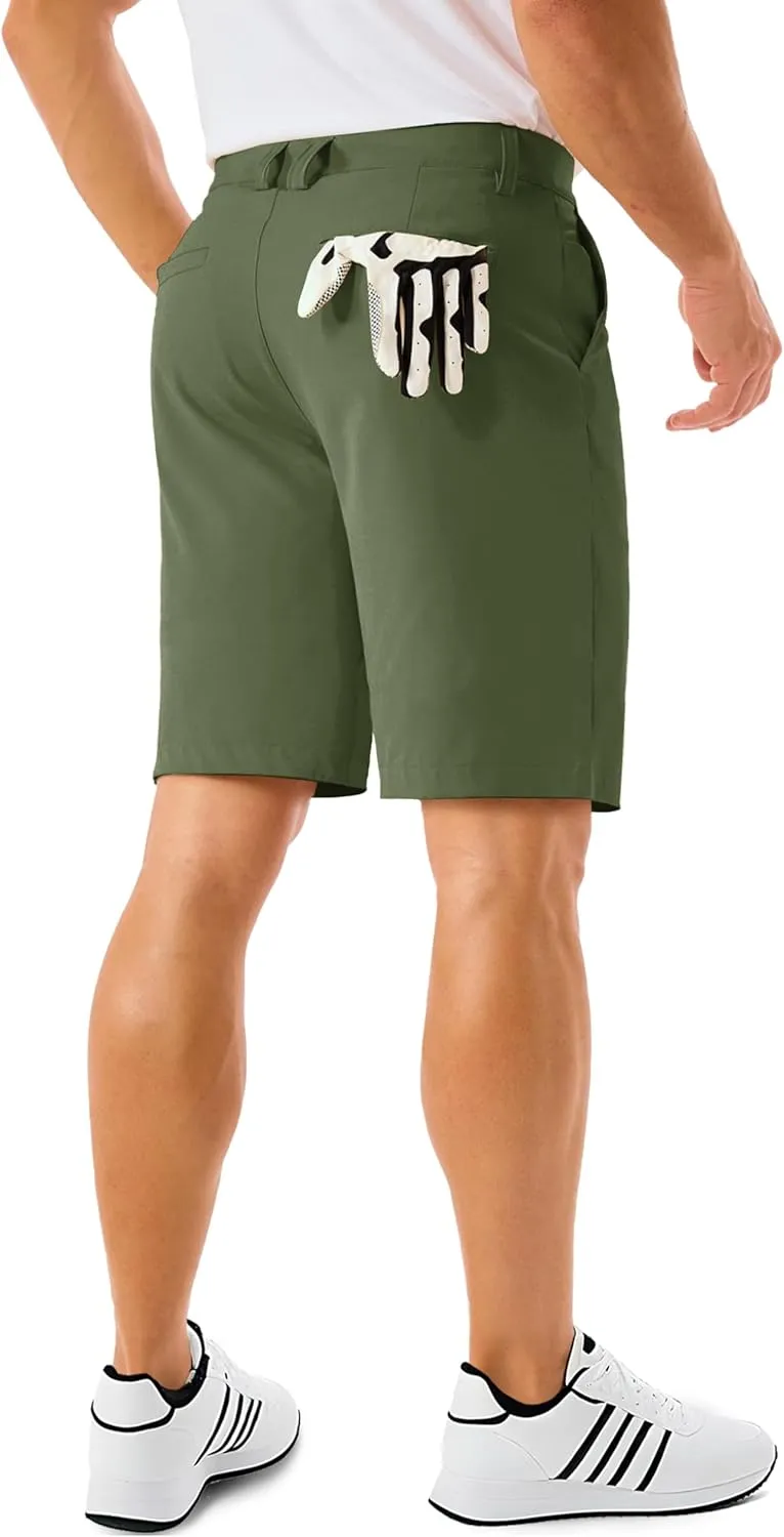 MAGCOMSEN Men's Golf Shorts 9 Inch Inseam Quick Dry Casual Shorts Stretch Hiking Dress Work Shorts with 4 Pockets Flat Front