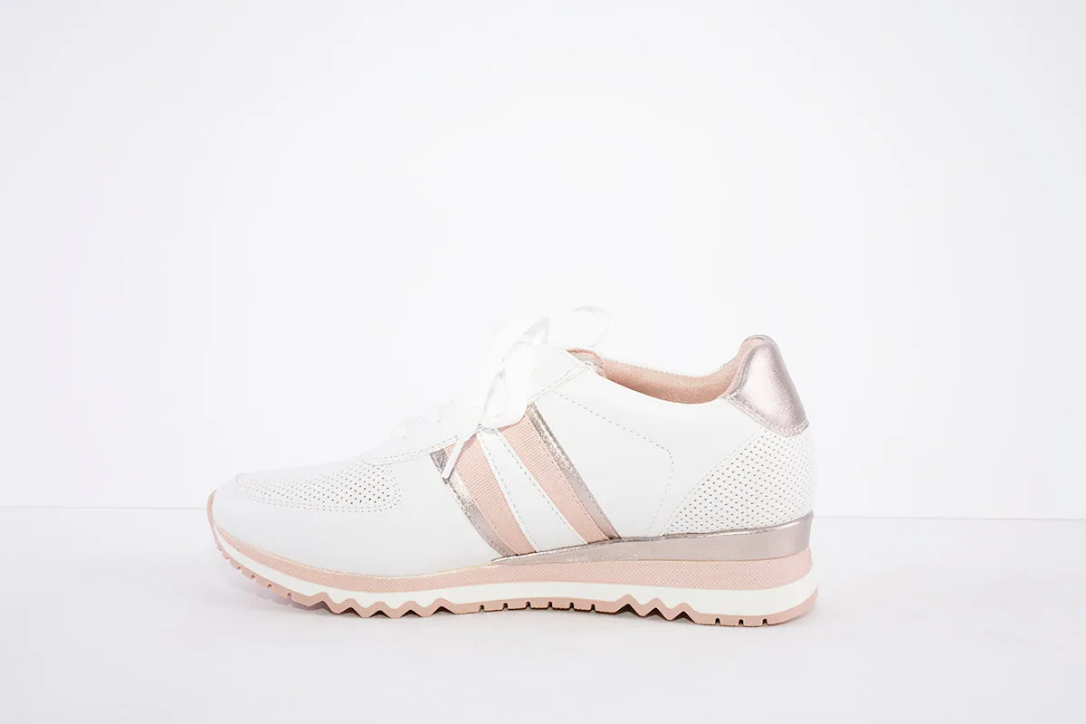 MARCO TOZZI - 23766-134 LACE UP FASHION TRAINER - WHITE/ROSE