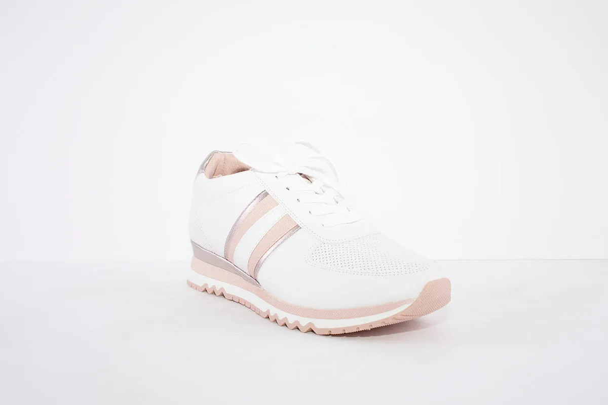 MARCO TOZZI - 23766-134 LACE UP FASHION TRAINER - WHITE/ROSE