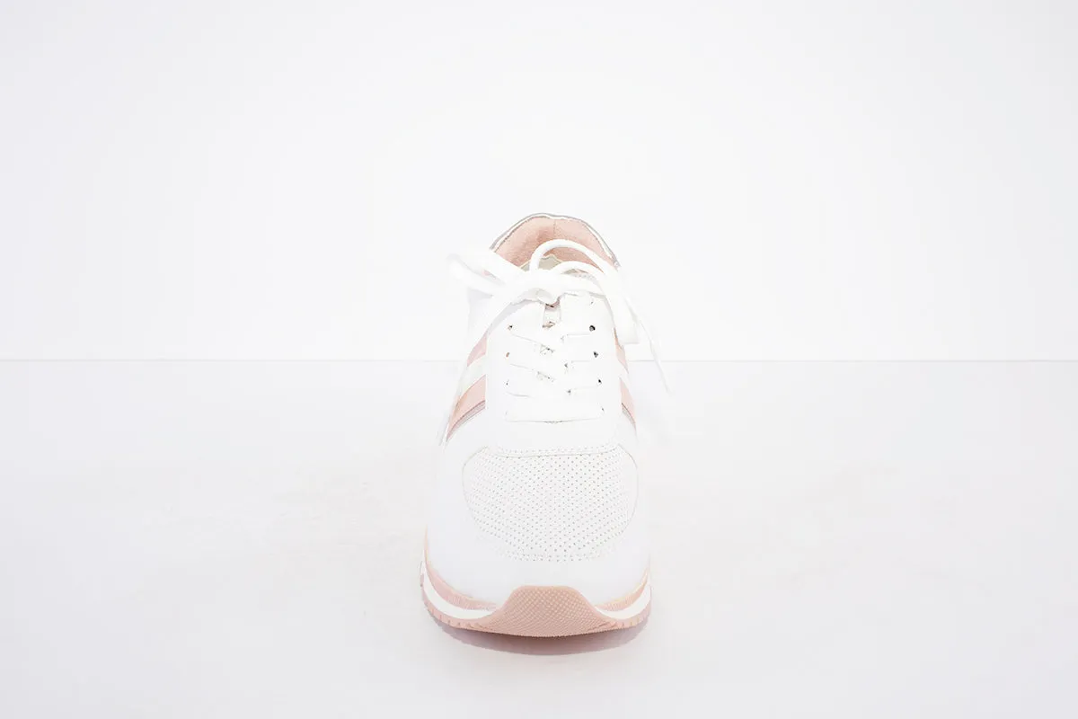 MARCO TOZZI - 23766-134 LACE UP FASHION TRAINER - WHITE/ROSE