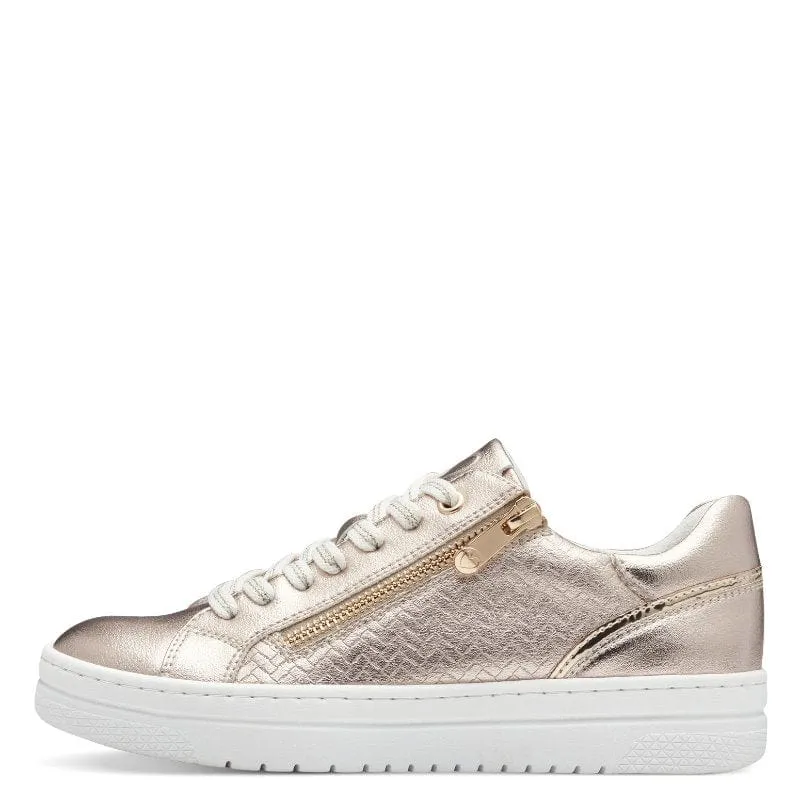 Marco Tozzi Womens Gold Metallic Fashion Trainer 2-23718-42