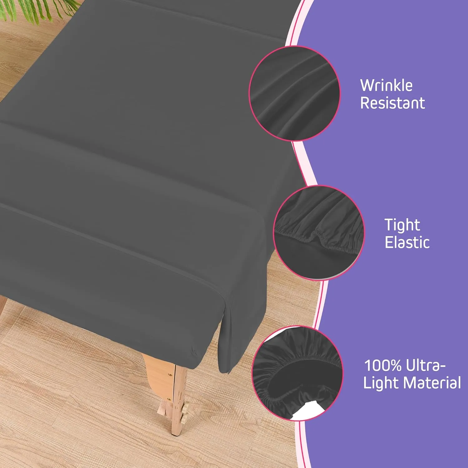 Massage Table Sheets Sets – 4 Set Bundle, 120GSM Double Brushed Microfiber, Premium Massage Sheets Sets, Spa Bed Sheets for Esthetician, Wrinkle & Oil Resistant, Gray