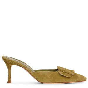 Maysale 70 olive suede mules