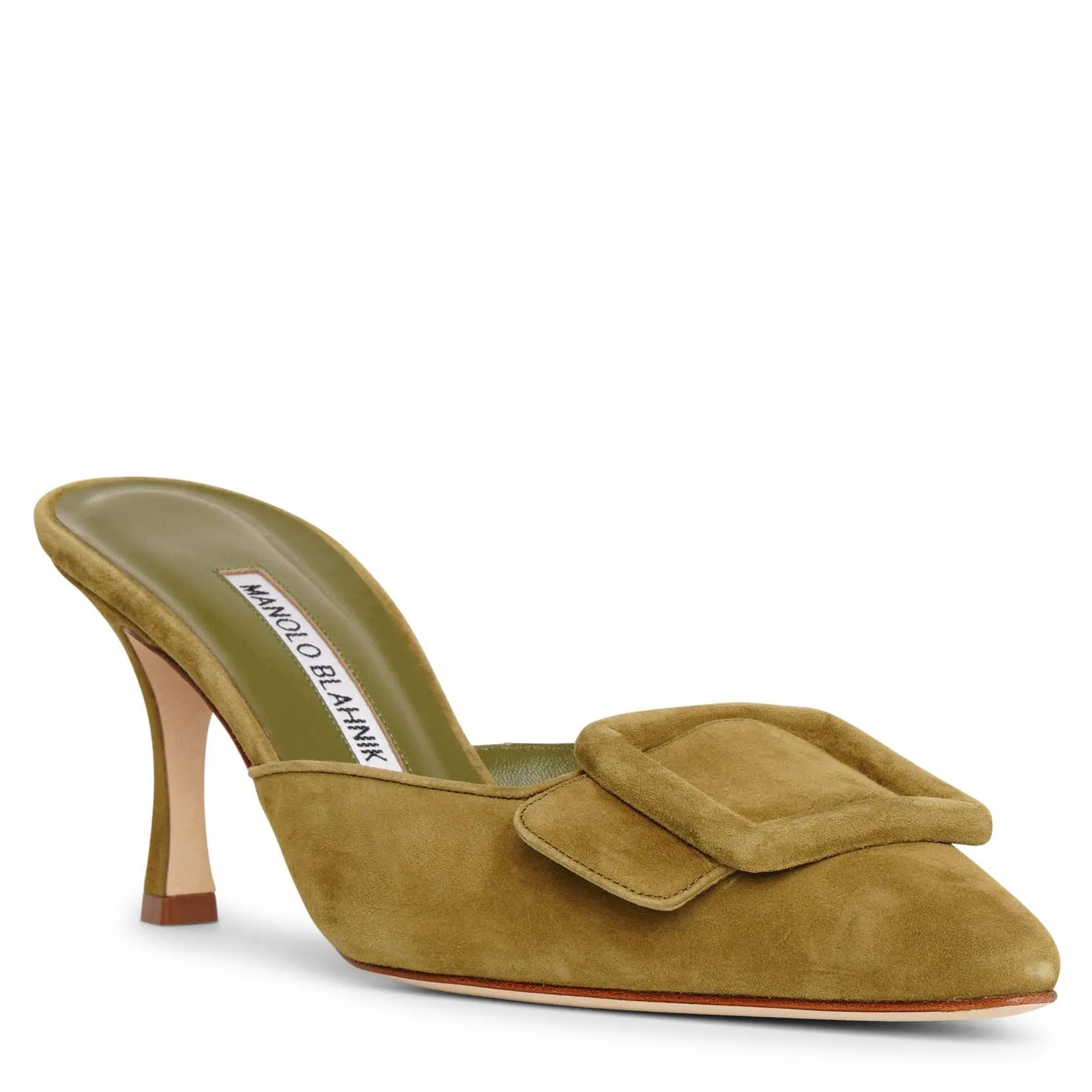Maysale 70 olive suede mules